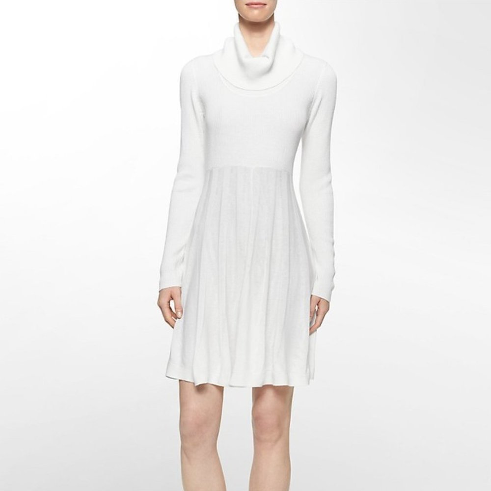 Calvin Klein Pleated Cowl neck long sleeve s dress